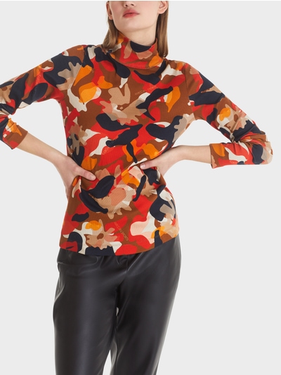Shirt met opstaande kraag in camouflageprint