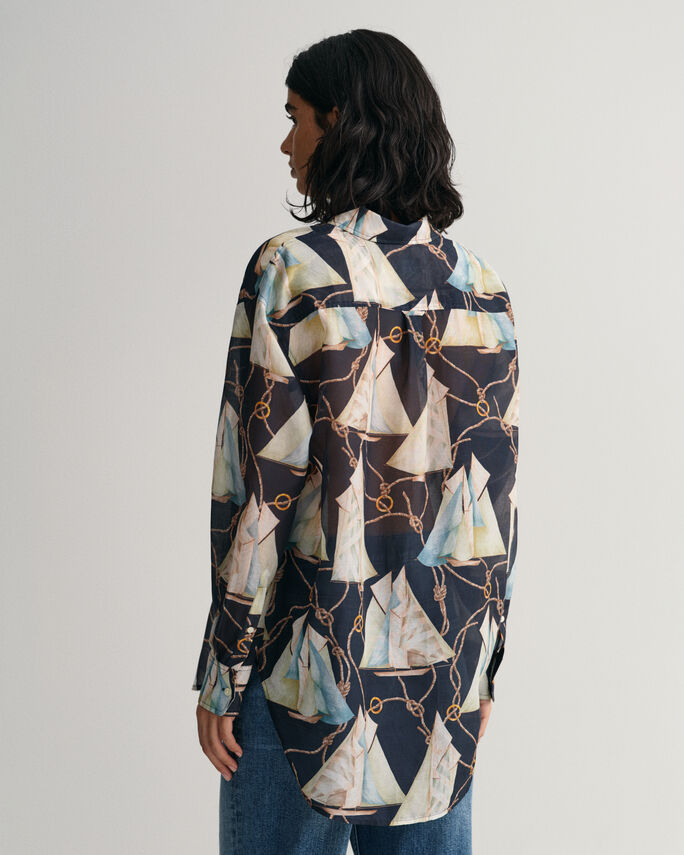 Gant blouse katoen-zijde zeilbotenprint